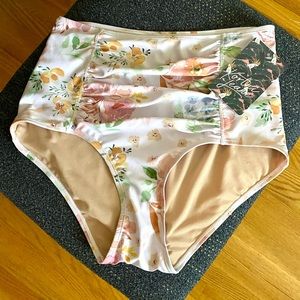 Kortni Jean Ruched High-Waisted Swim Bottoms